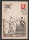 France 1949 stamp day stamp centenary maximum card