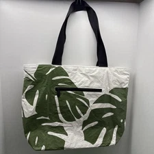 Aloha Collection Day Tripper Tote Seaweed Monstera With Black Accents