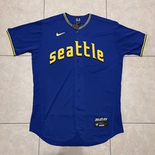 NIke MLB Seattle Mariners Elite Authentic Blue Baseball Jersey Mens Sz 44 NEW*