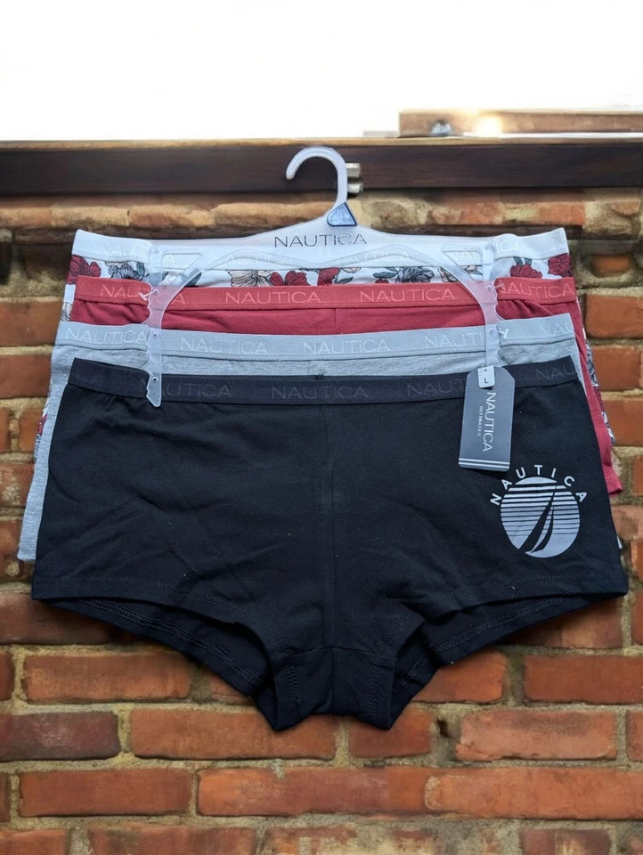 Nautica Women's Cotton Boyshort Underwear Multipack Logo Waist NWT