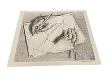 VTG 1988 E26 M.C. Escher Tekenen Drawing Hands Zeichnen Dessiner Large 24x20