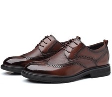 Mens Leather Carved Lace Up Brogue Dress Business Casual Round Toe Wedding Shoes