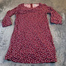 Old Navy Burgundy Floral Vine Rayon 3/4 Sleeve Shift Dress Womens Small