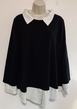 shein curve dress 1xl tunic top black white textured layerd 3/4 sleeve 