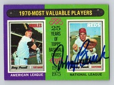 JOHNNY BENCH 1975 Topps Autographed MLB card TTM/IP signature