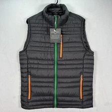 Hexa Custom Down Vest Mens Medium Black Puffer Lightweight YKK Zippers Gram Art
