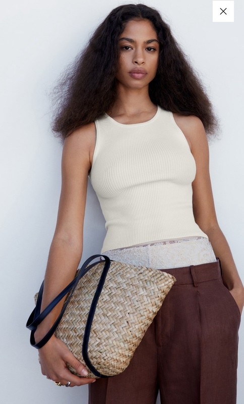 Mango Open Back Knitted Top, Ivory, Size XS, NWT