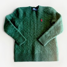 Polo Ralph Lauren Green Cable Knit Wool Cashmere Pullover Sweater Kids Large