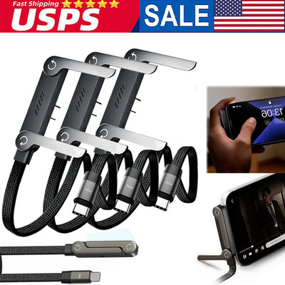 240W Fast 2-in-1 Invisible Holder Charger Cable Charging Cord with Phone Stand