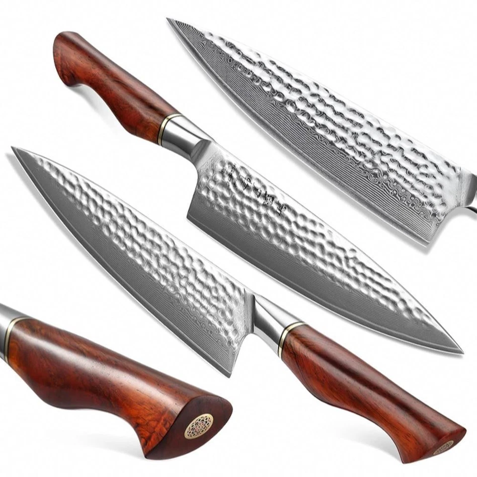 HEZHEN Damastmesser Set, 73 Lagen Damas Stahl Küchenmesser, Profi Kochmesser - Bild 2 von 4