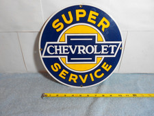Vintage 11 In Chevrolet Super Service Adv. Signs Heavy Metal Porcelain - 934 A
