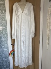 Stunning White Floral 40s Vintage Style White Button Down Dress By Vila Wedding