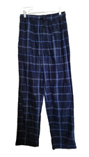 Perry Ellis Portfolio Mens pajama bottoms size M Navy blue plaid very soft tie