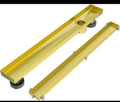 60  Offset Linear Drain Shower Drain Gold Floor Drain with Removable 2-in-1 Tile
