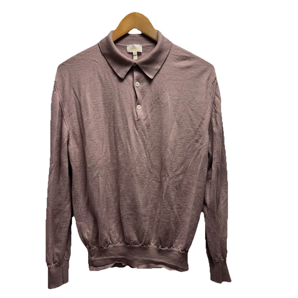 Suéter Polo Brioni Para Hombres Talla 60 Rosa Malva Cachemira/Cuello Seda L/S Italia Usado en Excelente Condición Foto 2 de 4