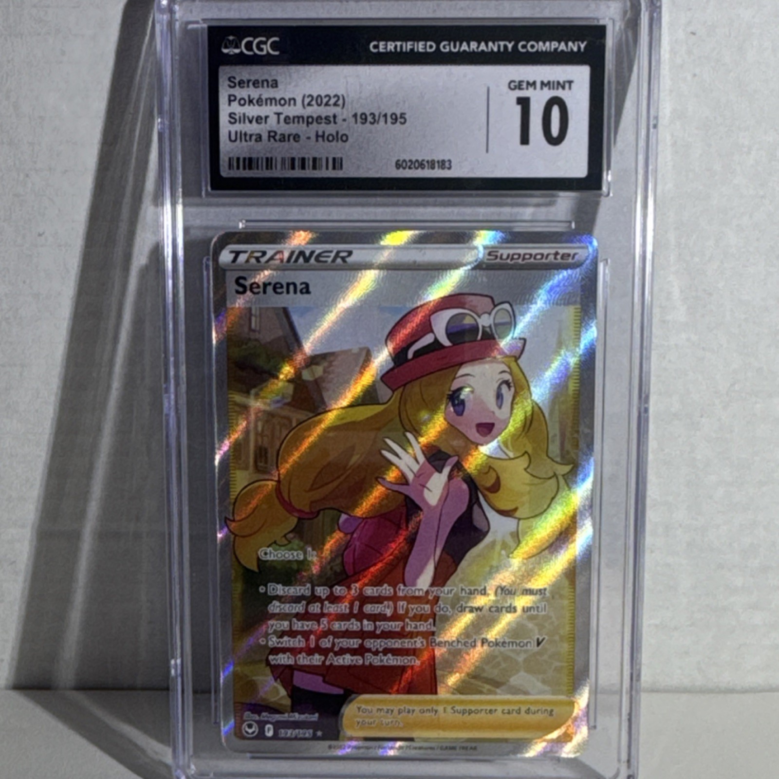 Pokémon Serena Full Art 193/195 Silver Tempest Ultra Rare Holo CGC 10