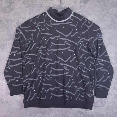 ADIDAS Adicross Long Sleeve Turtleneck Golf Shirt Mens LARGE Black Grey HZ3229