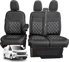 FORD TRANSIT CUSTOM SEAT COVERS 2023 2024 2025 MK2 Faux Leather Tray Zip Access 