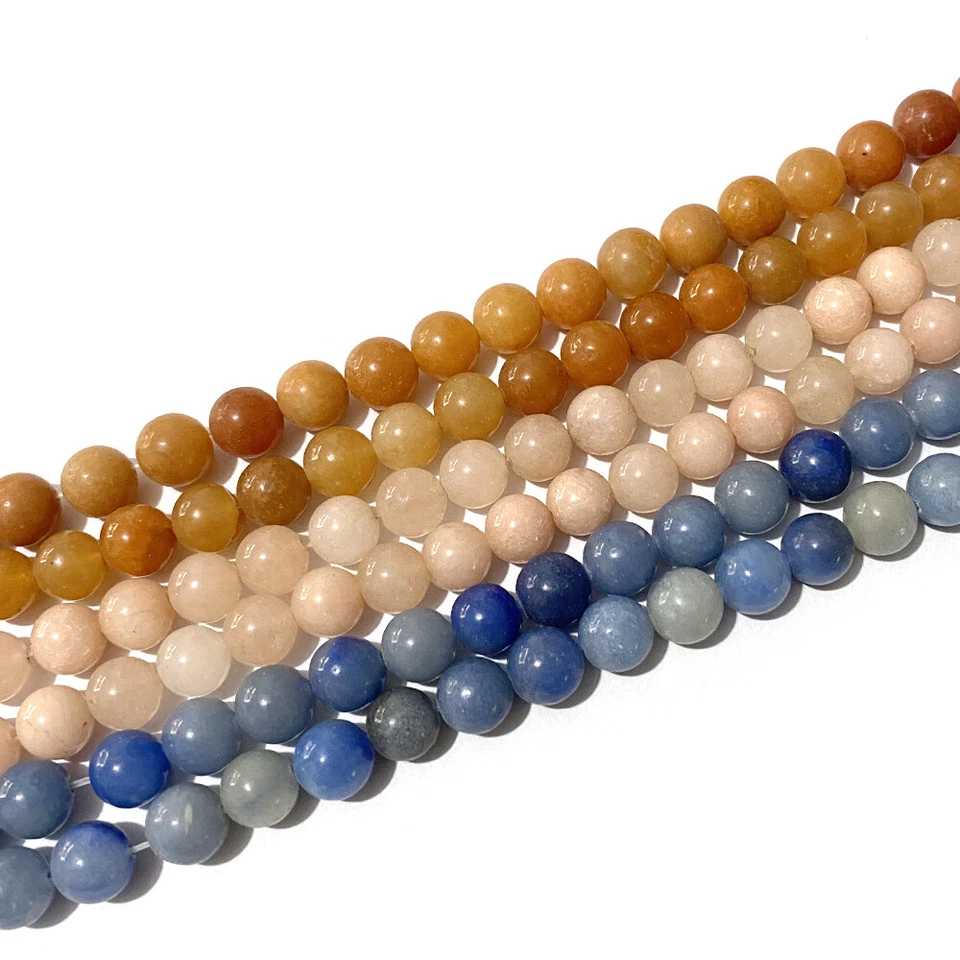 Faça você mesmo 4/6/8/10/12mm pulseira de contas redondas de pedra azul natural aventurina ajuste - Imagem 3 de 3