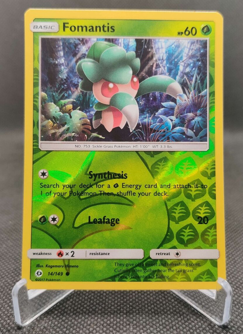 Pokemon TCG Sun & Moon Base Set Fomantis 14/149 Reverse Holo Common card
