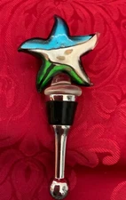 NEW FLAWLESS Stunning LS ARTS Art Glass Crystal STARFISH WINE BOTTLE STOPPER