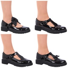 BACK TO SCHOOL SHOES GIRLS LADIES WOMENS MARY JANE PUMPS SLIP ON BOW LOAFERS NEW