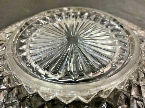OLD VINTAGE RARE BEAUTIFUL CRYSTAL CLEAR CUT GLASS CARNIVAL PLATE / TRAY, JAPAN - Picture 11 of 12
