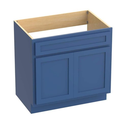 Vanity Art Cabinet 36" W x 21" D x 32.5" H 2-Doors W/Out Top Blue - Picture 5 of 8