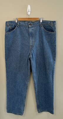 Levi s 504 Vintage Leather Tag 46 X 30, Medium Wash Relaxed Fit  (45X30 Actual)
