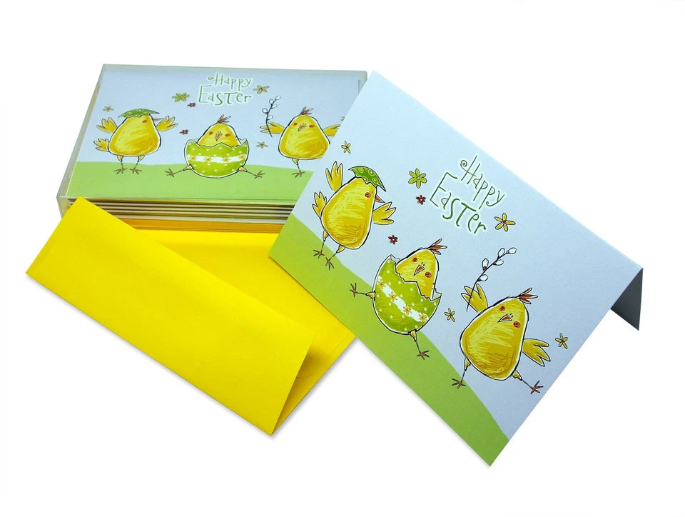 Joyful Easter Chicks Cards-Blank Inside with Yellow Envelopes-7"x5"-12 Pack - Image 2 of 3