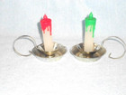 Vintage Christmas Salt & Pepper Shakers Candles, red & green tops