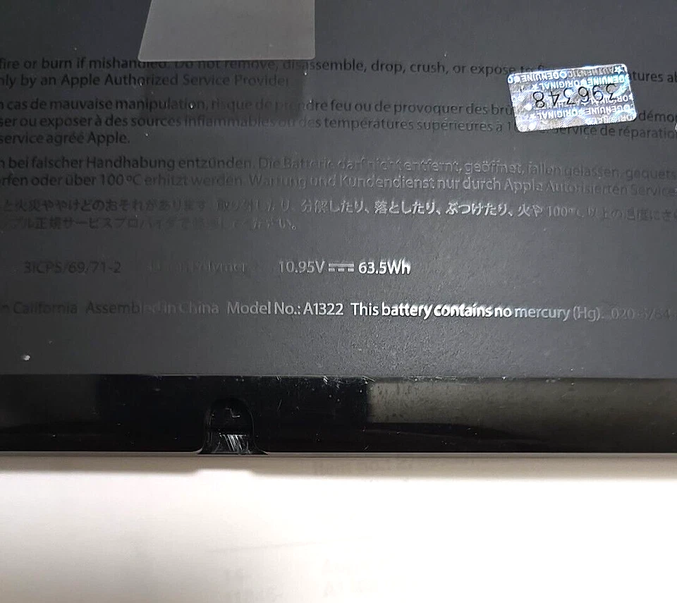 Batería OEM A1322 para Apple MacBook Pro 13" A1278 mediados de 2009 2010 2011 2012 - USADA Foto 3 de 3