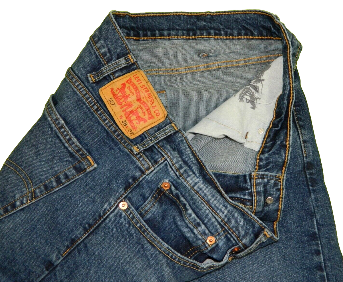 Men's 527 Jeans Levi's Boot Cut Premium Denim Blue Tag & measured