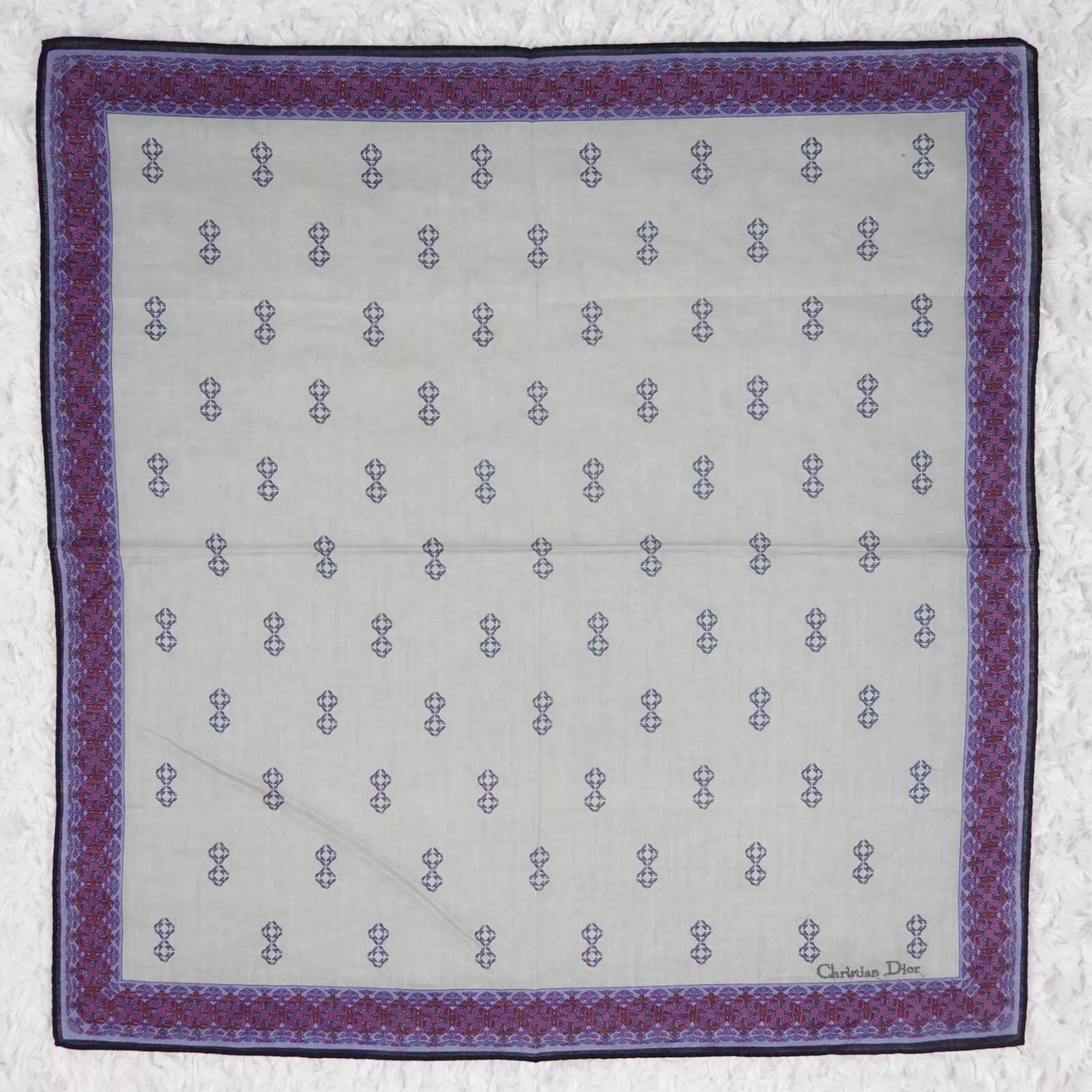 M484 CHRISTIAN DIOR Foulard gris coton foulard poche carré 18