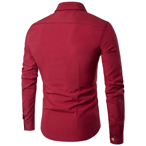 Camisa para Hombres Doble Pecho Prendas para el torso Manga Larga Calce Ajustado Liso Western Blusas - Imagen 8 de 21