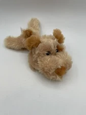 Greenbrier International 11" Brown Fuzzy Dog Stuffed Plush Soft Laying Tan Beige