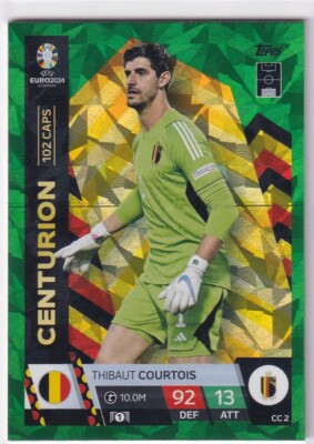 Topps Euro 2024 Match Attax Karte Centurion Emerald CC2 Thibaut Courtois CC 2