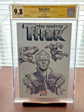 Thor #1 CGC SS Jeff Goldblum SIGNED Grandmaster x Jurassic Park SKETCH ART MCU