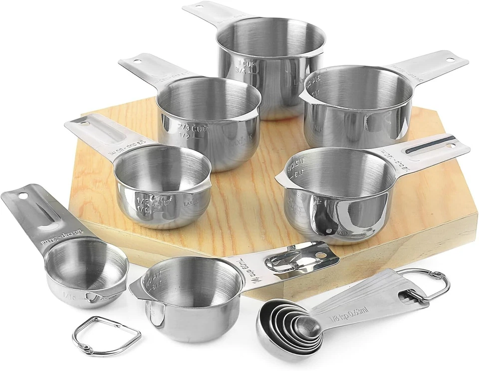 Stainless Steel Measuring Cups and Spoons Set, Heavy Duty 13 pcs 7 Cups 6 spoons - Image 3 of 4