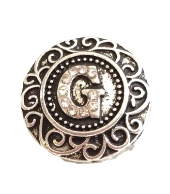 LETTER G RHINESTONES 18mm/20mm GINGER SNAP BUTTON FOR INTERCHANGEABLE JEWELRY