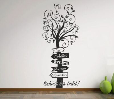 Wandtattoo Aufkleber Wand Tattoo Baum Wegweiser Ciau Bye tschüss bis bald 169