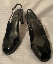 STUART WEITZMAN Womens Black Patent Leather Peep Toe Heels-Size 7M