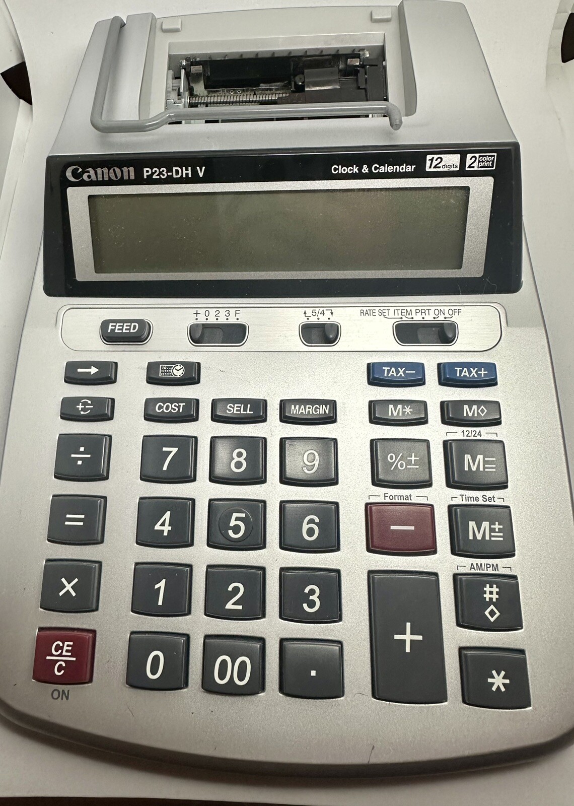 Canon P23DH V Mini Desktop Printing Calculator 12 Digits 2 Color