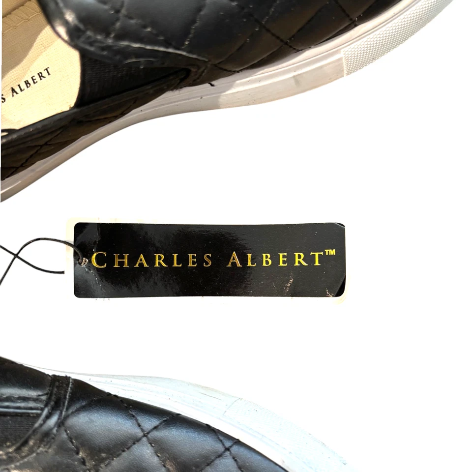 Charles Albert NWT Women's slip on black quilted loafers Vegan Leather sz 10M - Image 2 of 4