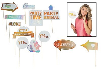  Wedding Reception Party Photo Booth Stick Props (12 Pack) 