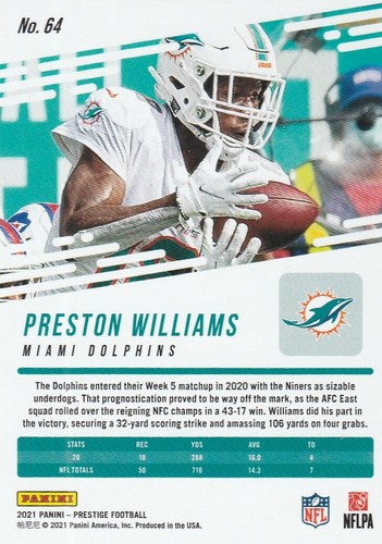 2021 Prestige Base #64 Preston Williams - Picture 2 of 2