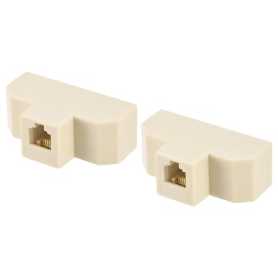 2Pack Telefonbuchse 6P4C Stecker an 4 Buchse Adapter Telefonverteiler