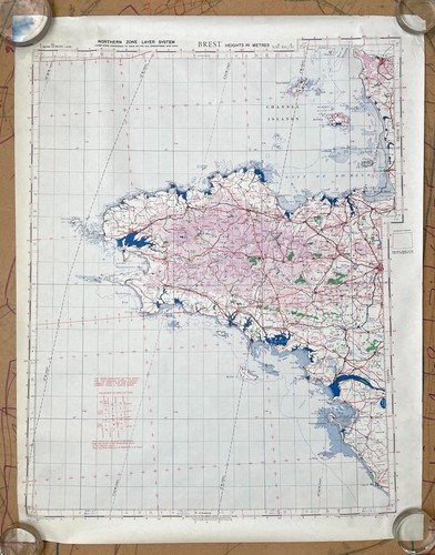 WW2 Allied Aeronautical Navigation (RAF) Map: Brest France Region 1941