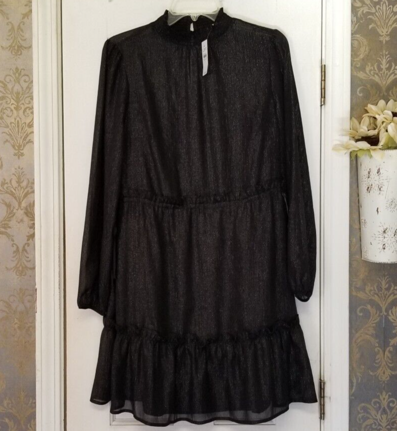 loft metallic dress Loft Metallic Trim Strappy Maxi Pocket Dress Size Medium Black Women's