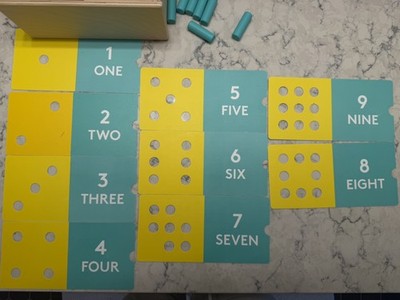 Lovevery Wooden Counting Box Complete Montessori Math Toy w/ Cards & Pegs 